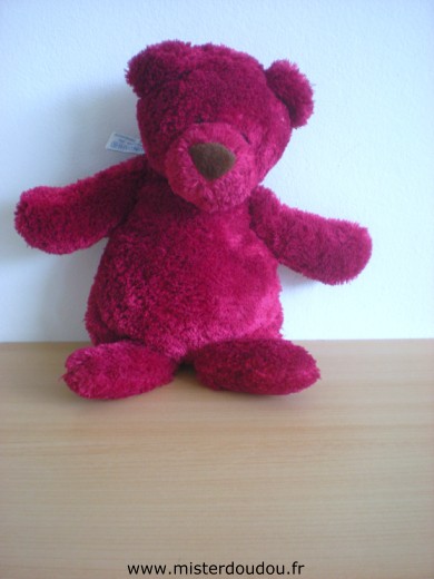 Doudou Ours Nounours Rouge foncé 