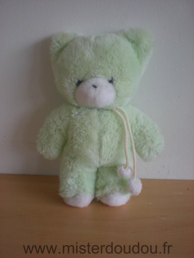 Doudou Ours Nounours Vert blanc 