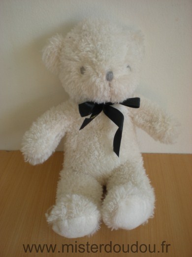 Doudou Ours Oia Blanc ruban noir oai beaute 