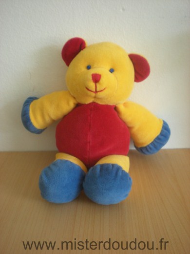 Doudou Ours Opera Rouge jaune bleu 