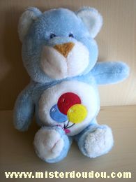 Doudou Ours Ostoy Bleu blanc avec ballons sur le ventre Ours entièrement en peluche