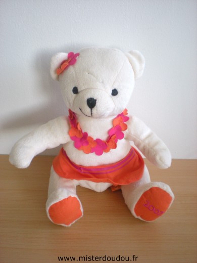 Doudou Ours Passion beauté Blanc jupe orange rose 2007 