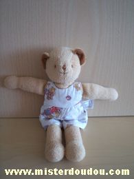 Doudou Ours Petit descamps Beige salopette à motifs nounours 