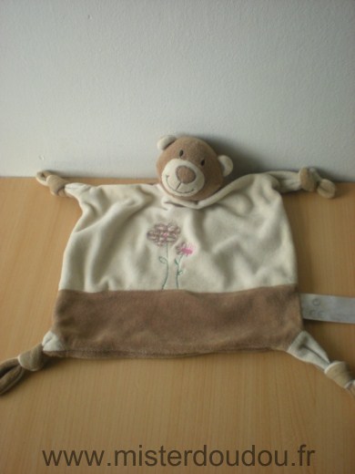 Doudou Ours Playkids Beige marron avec des fleurs 