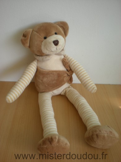 Doudou Ours Playkids Ecru marron 