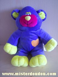 Doudou Ours Pms Voilet jaune coeur orange 