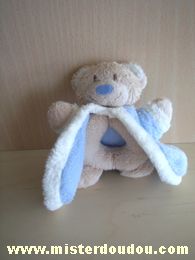 Doudou Ours Pommette Beige cape bleue 