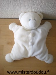 Doudou Ours Priscilla larsen Blanc bleu clair 