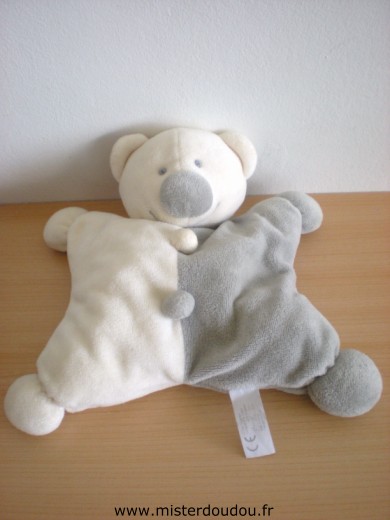 Doudou Ours Priscilla larsen Blanc gris 