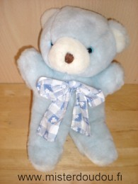 Doudou Ours Priscilla larsen Bleu blanc En peluche
yeux bleus clairs