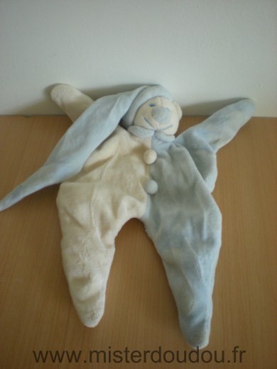 Doudou Ours Priscilla larsen Bleu ecru 