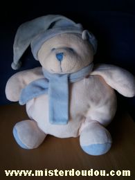 Doudou Ours Priscilla larsen Ecru bleu clair 