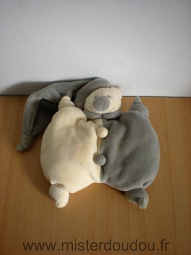 Doudou Ours Priscilla larsen Ecru gris bonnet gris 