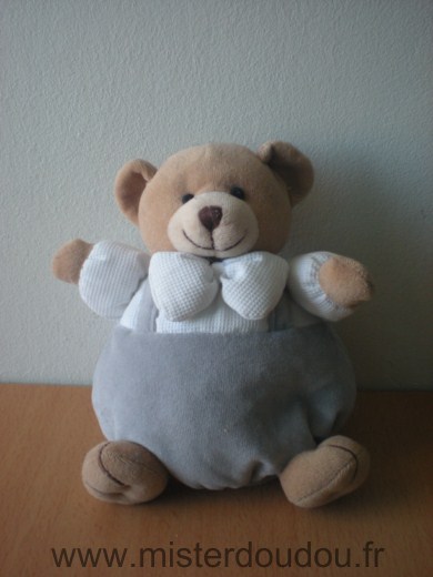 Doudou Ours Priscilla larsen Gris blanc 