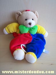 Doudou Ours Priscilla larsen Jaune rouge bleu vert Musical