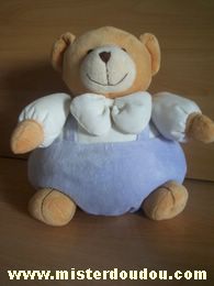 Doudou Ours Priscilla larsen Mauve clair blanc 