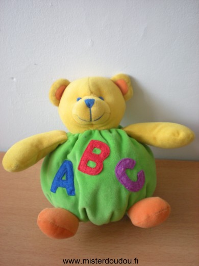 Doudou Ours Priscilla larsen Vert jaune a b c 