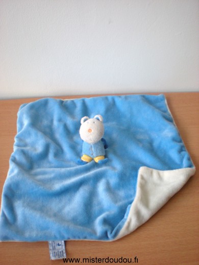 Doudou Ours Ptitdodo Bleu dessus blanc dessous 