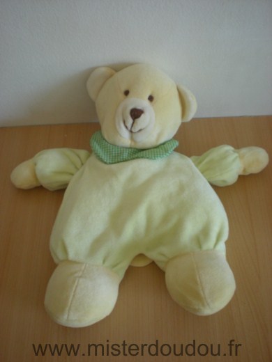 Doudou Ours Quelle la source Vert col vichy vert 