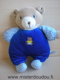 Doudou Ours Simpson trading Bleu avec un ours brodé 