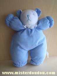 Doudou Ours Simpson trading Vichy bleu 