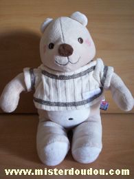 Doudou Ours Sucre d orge Beige pull tricot écru 