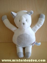 Doudou Ours Sucre d orge Blanc gris 