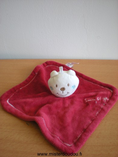 Doudou Ours Sucre d orge Blanc rouge 