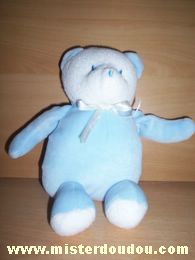 Doudou Ours Sucre d orge Bleu clair blanc 