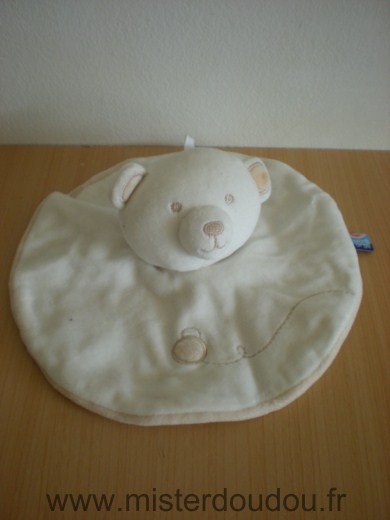 Doudou Ours Sucre d orge Rond blanc et beige 