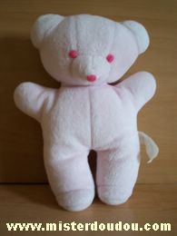 Doudou Ours Sucre d orge Rose Nez et yeux brodés rose