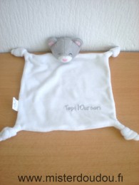 Doudou Ours Svr laboratoires Blanc gris rose topi l'ourson 