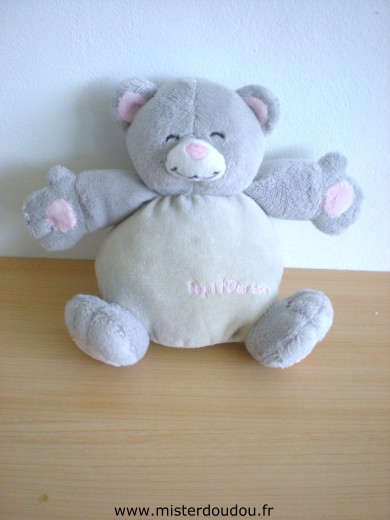 Doudou Ours Svr laboratoires Gris rose topi l'ourson 