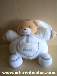 Doudou Ours Takinou Blanc liseret mauve 