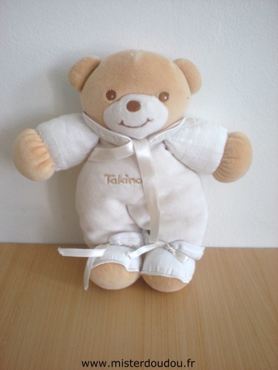 Doudou Ours Takinou Gris-beige blanc marron 