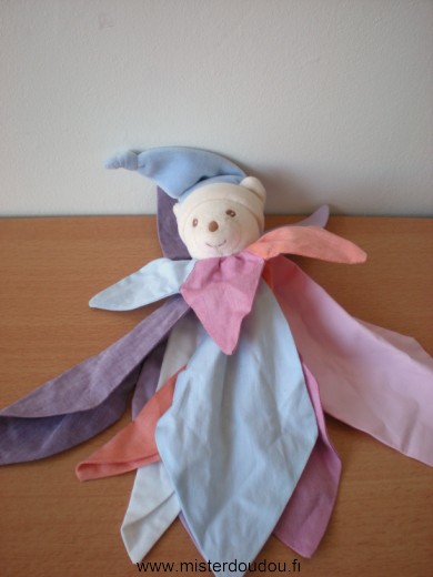 Doudou Ours Takinou Pétals de fleur en étoile orange mauve bleu rose 