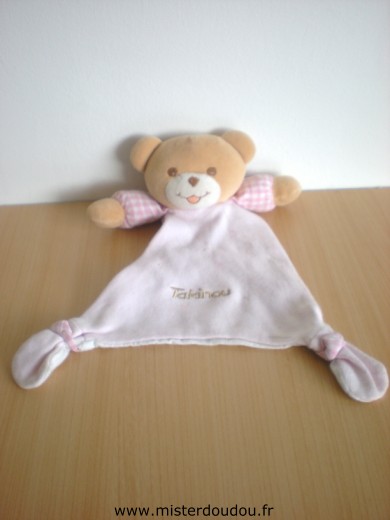 Doudou Ours Takinou Rose blanc 