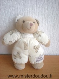 Doudou Ours Tartine et chocolat Beige imprimés nounours 