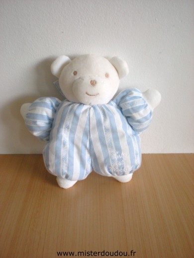 Doudou Ours Tartine et chocolat Bleu blanc 