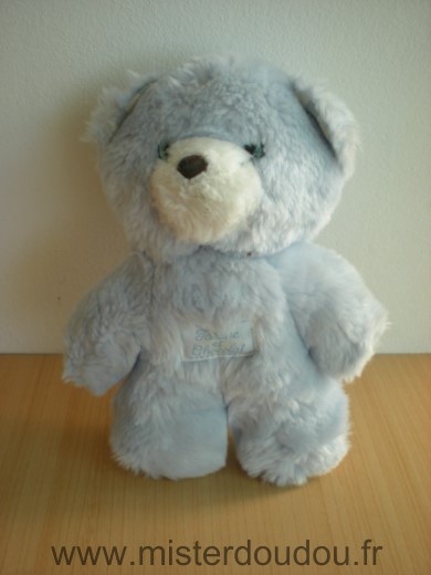 Doudou Ours Tartine et chocolat Bpeluche bleu yeux bleus 