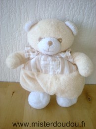 Doudou Ours Tartine et chocolat Jaune marron blanc 