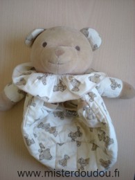 Doudou Ours Tartine et chocolat Marron beige à motifs ours Range pyjama