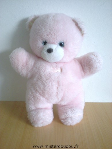 Doudou Ours Tartine et chocolat Rose yeux bleus En peluche