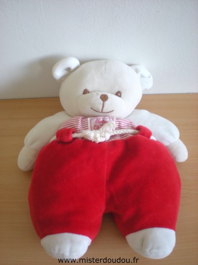 Doudou Ours Tartine et chocolat Rouge blanc 