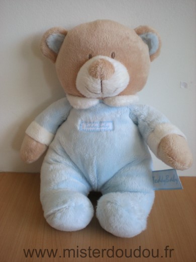 Doudou Ours Teddy baby Bleu beige blanc teddy baby 