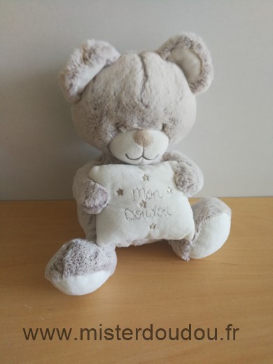 Doudou Ours Tex Beige coussin blanc etoiles mon doudou 