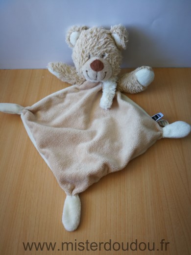 Doudou Ours Tex Beige ecru losange 