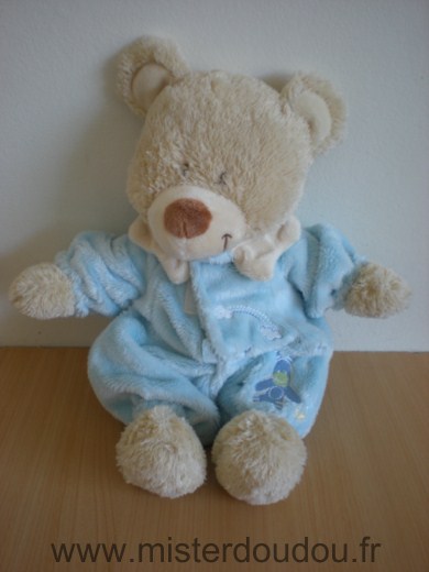 Doudou Ours Tex Beige habit bleu 