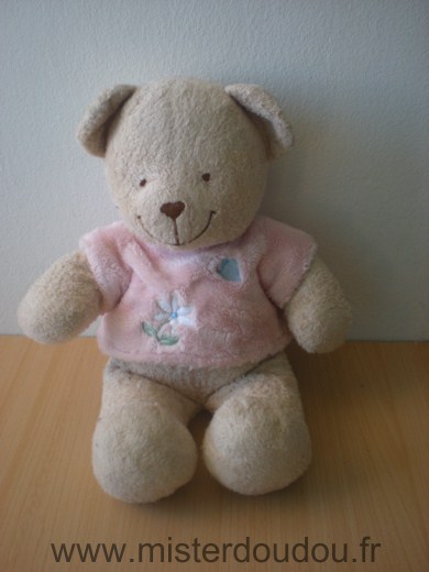 Doudou Ours Tex Beige tshirt rose 