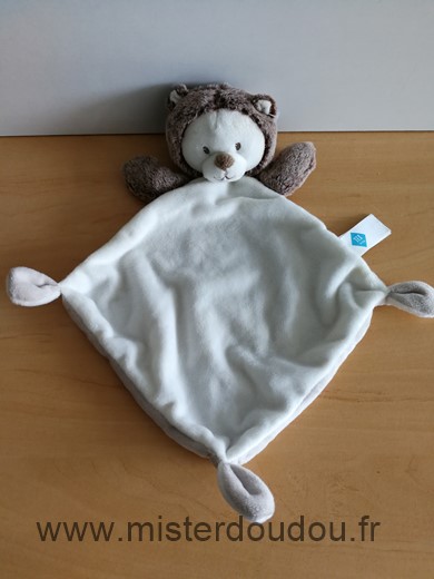 Doudou Ours Tex Blanc beige marron 